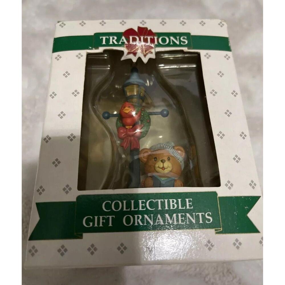 Traditions Christmas Ornament Cardinal Bird Bear 1992 Lustre Fame